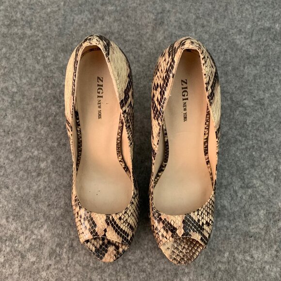 ZIGI New York Women's Snakeprint Heel Peep Toe Shoes - Picture 6 of 11
